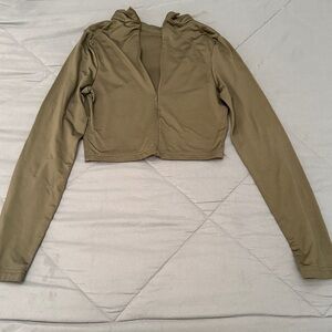 Olive Green Long Sleeve Cropped shirt
